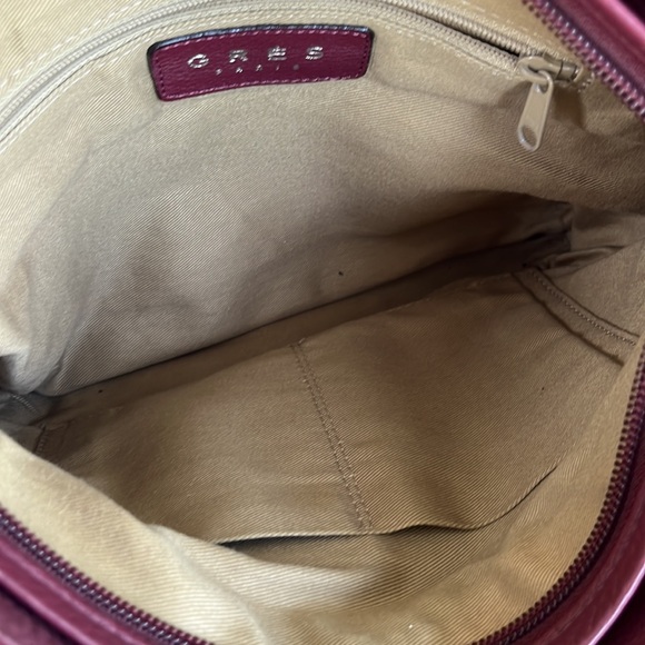 Gres Paris shoulder bag crossbody maroon burgundy pebbled leather - Picture 14 of 17